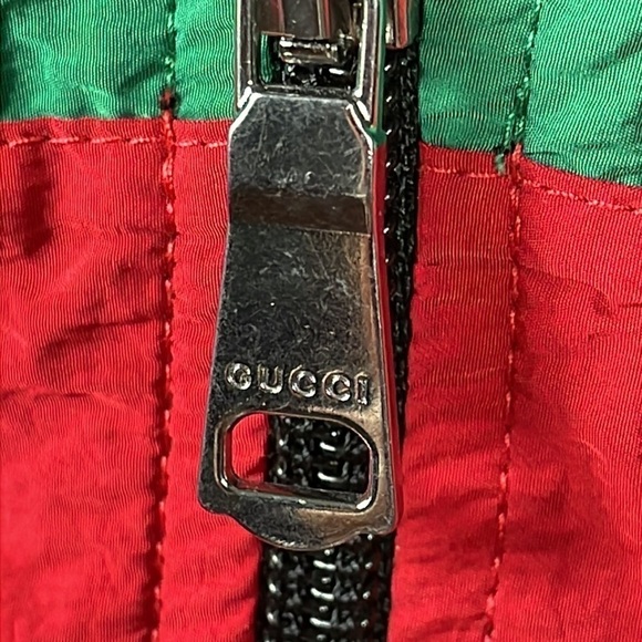 Gucci Oversized Nylon Track Jacket Water Repellent Black Green Red Mens Sz M - Picture 5 of 16